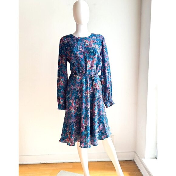 LIberty Art Fabrics Abstract Colourful Print SILK Dress 12 - Picture 2 of 4